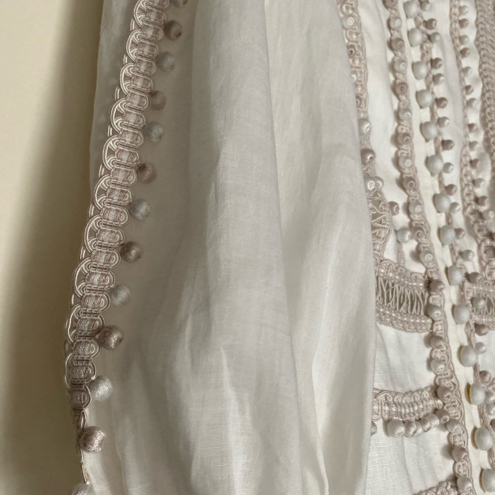 NWT Zimmermann Embroidered Button-Detailed Off White Ramie Mini Dress Size 1 AU - Picture 13 of 16